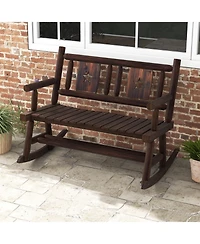 Slickblue Patio Rocking Bench Double Rocker Chair with Ergonomic Seat 2-Person Loveseat