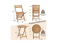 Slickblue 3 Pieces Folding Patio Bistro Set with Slatted Tabletop