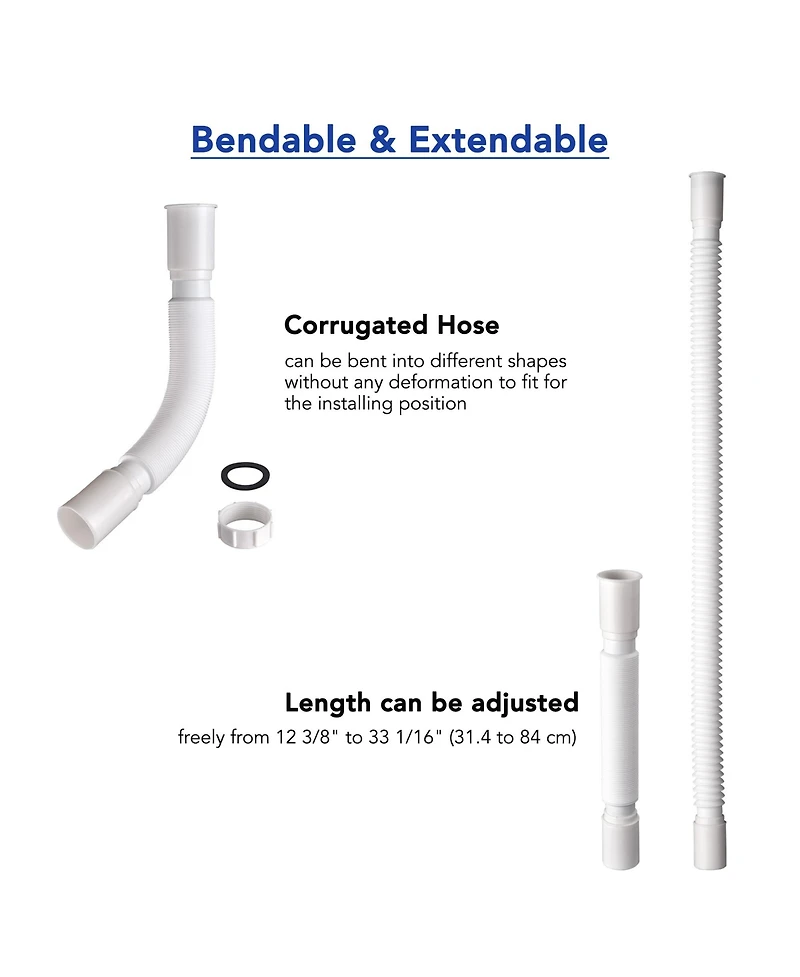 Yescom Wash Basin Drain Hose Kit Extendable Drainpipe Shampoo Bowl Accessory for Salon