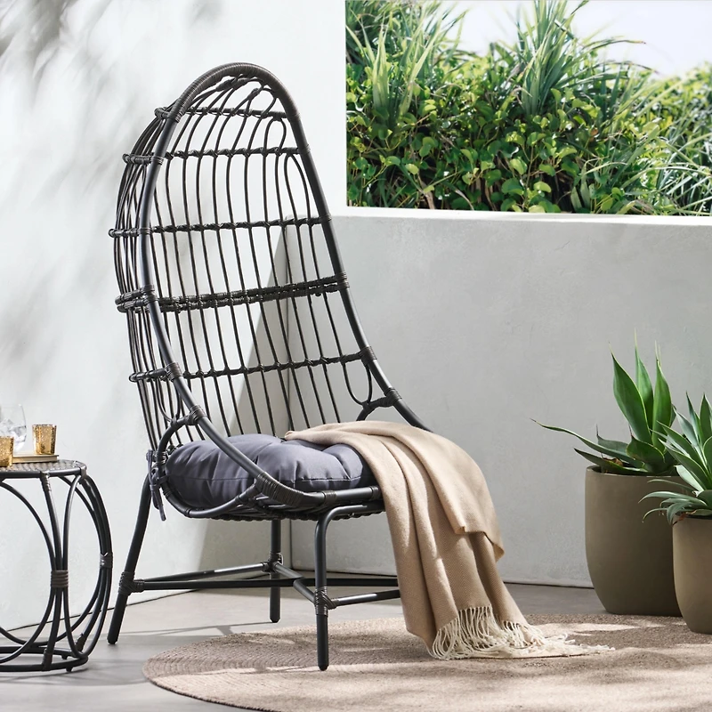 Streamdale Grid Rattan Basket Chair with Cozy Comfort