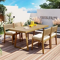 Streamdale Outdoor Dining Set Acacia Wood Elegance, Thick Cushioned Comfort