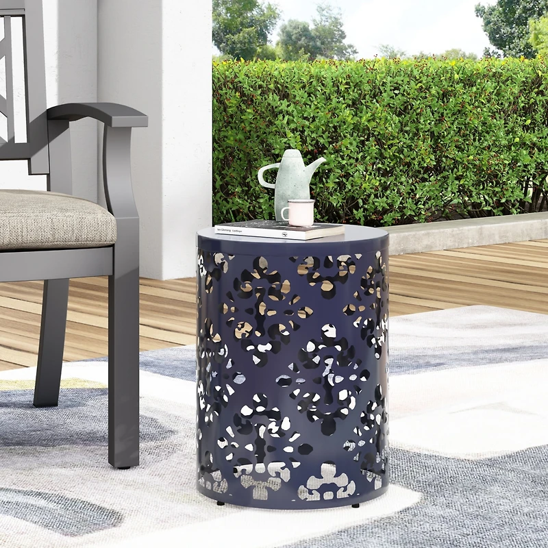 Streamdale Modern Iron Cut Side Table with Cylindrical Design