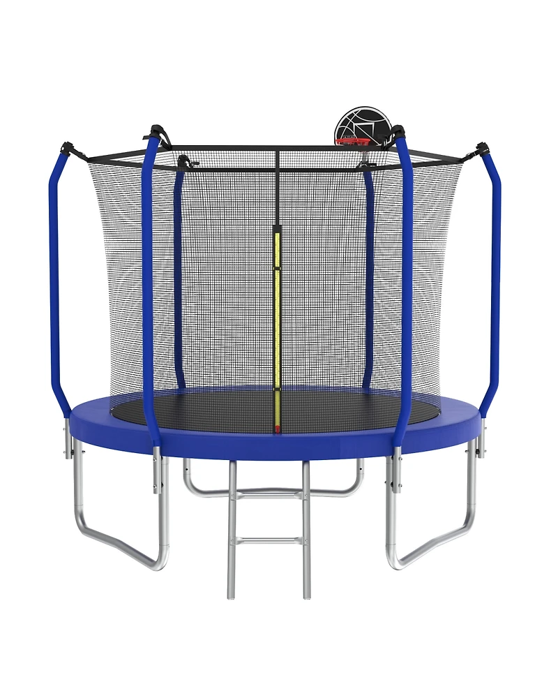 Streamdale Furniture 10FT Blue Trampoline with Safety Net, Basketball Hoop & Ladder