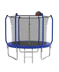 Streamdale Furniture 10FT Blue Trampoline with Safety Net, Basketball Hoop & Ladder