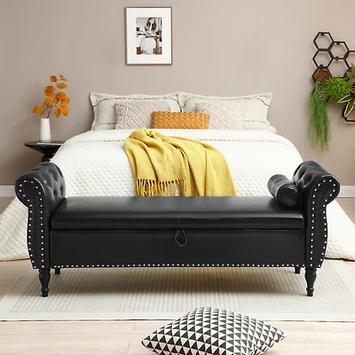 Simplie Fun 63" Upholstered Storage Bench Ottoman