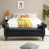 Simplie Fun 63" Upholstered Storage Bench Ottoman