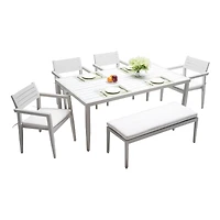 Streamdale Aluminum Outdoor Bench with Sunbrella Cushion, Grayish