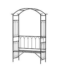 Outsunny 45” Steel Metal Outdoor Backyard Patio Garden Arbor Arch with Bench