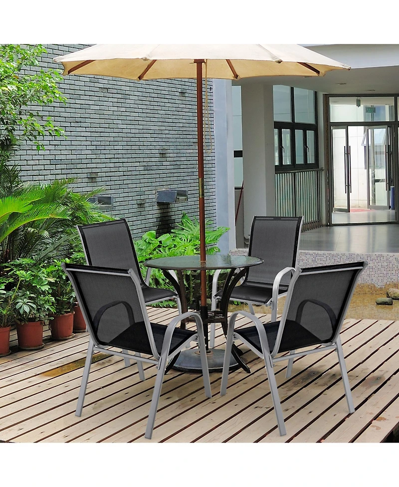 Slickblue 4 Pieces Stackable Patio Dining Chairs Set with Armrest