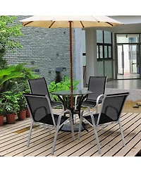 Slickblue 4 Pieces Stackable Patio Dining Chairs Set with Armrest