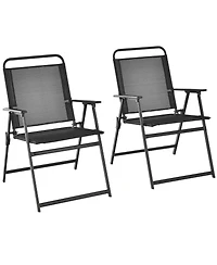 Slickblue Outdoor Folding Chairs with Breathable Seat-Set of 2