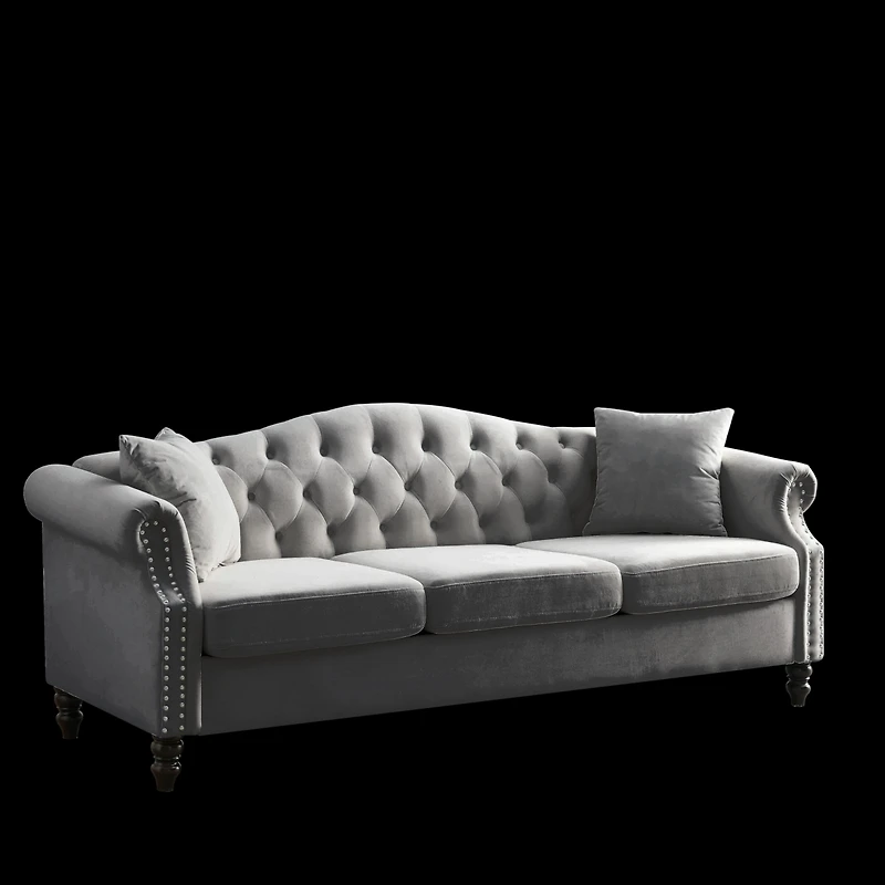 Streamdale Furniture 3-seater + 3-seater Combination sofa.Grey Velvet W834S00064