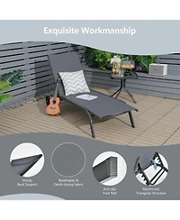 Slickblue 6-Poisition Adjustable Outdoor Chaise Recliner with Wheels