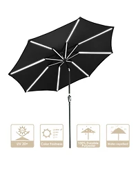 10ft Solar Power Led Patio Umbrella Market Parasol Pool Sunshade Tilt with Crank