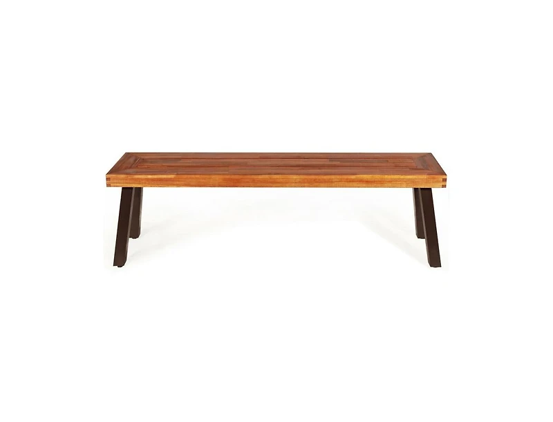 Slickblue Patio Acacia Wood Dining Bench Seat with Steel Legs
