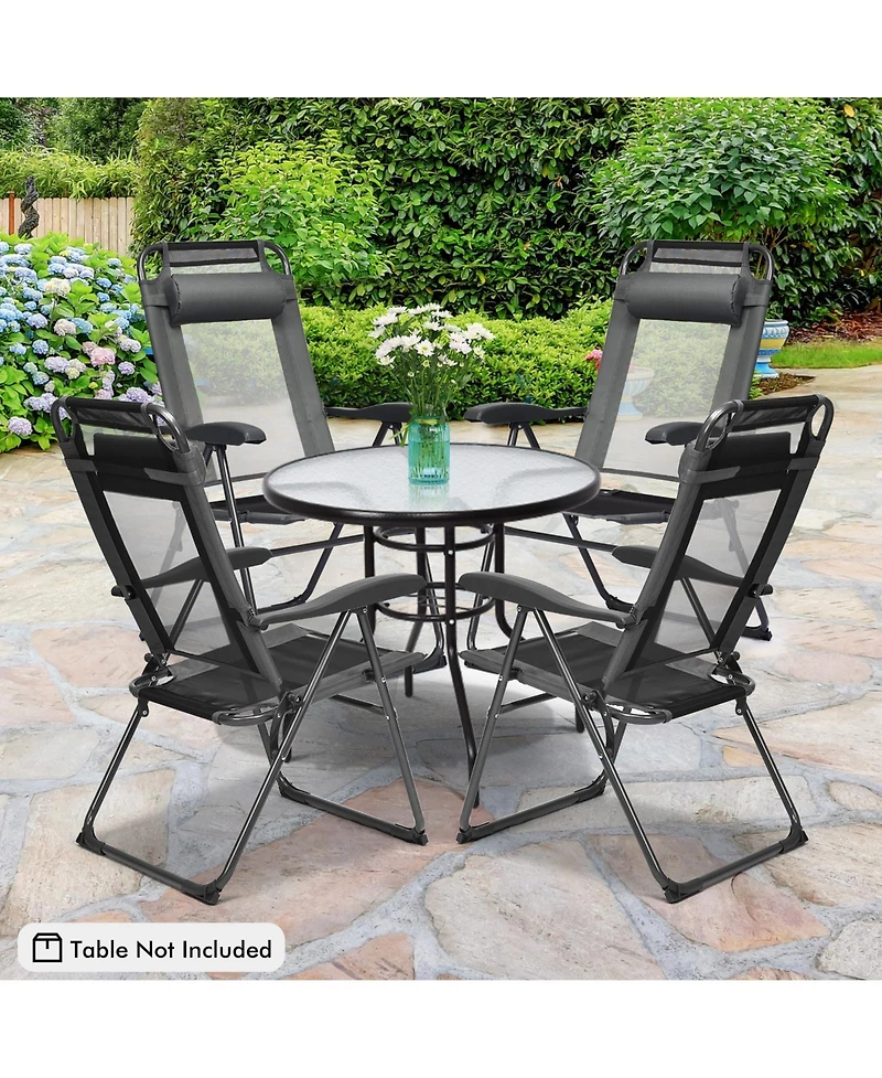 Slickblue 2 Pieces Patio Adjustable Folding Recliner Chairs with 7 Level Adjustable Backrest