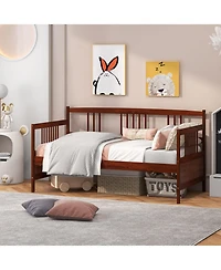 Twin Size Wooden Slats Daybed Bed with Rails