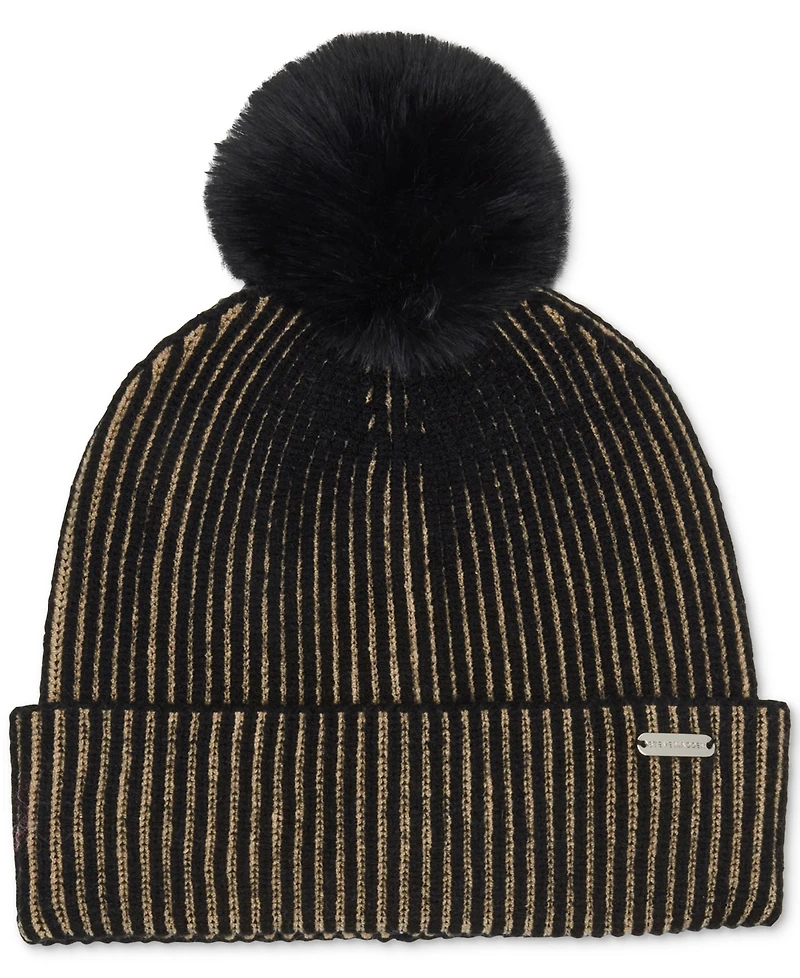 Steve Madden Women's Seeing Double Ribbed Beanie