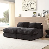 Elegant Corduroy Sofa Bed with Square Arms and Plush Cushion