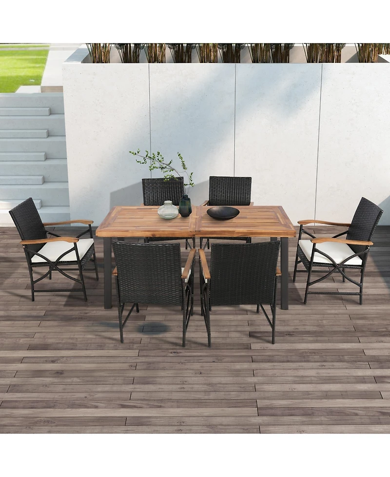 Slickblue Patio Wicker Dining Chairs with Soft Zippered Cushion-Set of 2