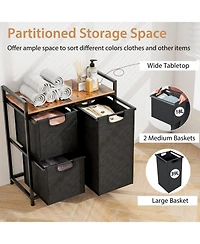 Slickblue Laundry Basket Organizer Dirty Clothes Hamper with Shelf and 3 Removable Bags