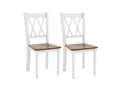 Set of 2 Farmhouse Dining Chairs with Solid Rubber Wood Seats for Kitchen