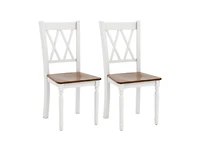Set of 2 Farmhouse Dining Chairs with Solid Rubber Wood Seats for Kitchen