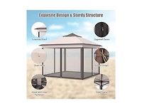 Slickblue 11 x Feet 2-Tier Pop-Up Gazebo Tent Portable Canopy Shelter Carry Bag Mesh