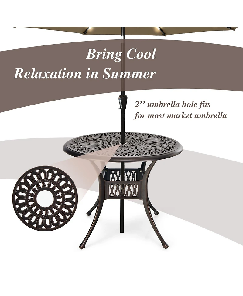 Slickblue 36 Inch Patio Round Dining Bistro Table with Umbrella Hole