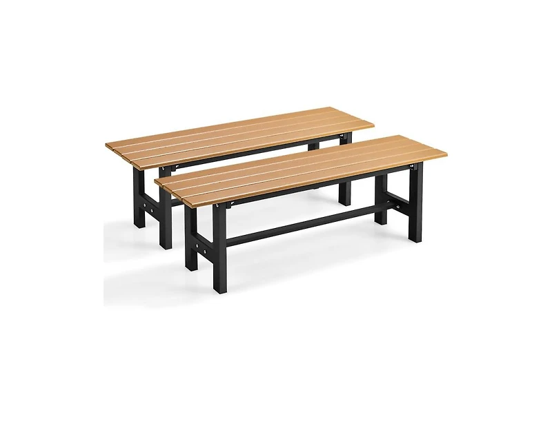 Slickblue 47" Outdoor Chair with Slatted Seat Plastic Coated Iron Frame
