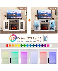 Fireplace Tv Stand with Led Lights & Electric For 65" Wall-Mounted