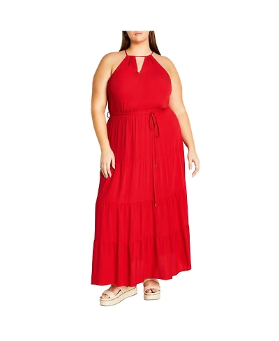 City Chic Plus Stacey Halter Neck Maxi Dress