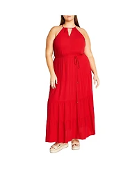 City Chic Plus Stacey Halter Neck Maxi Dress