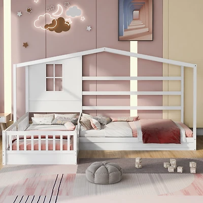 Streamdale Twin Bed with L-Structure Fence, Espresso