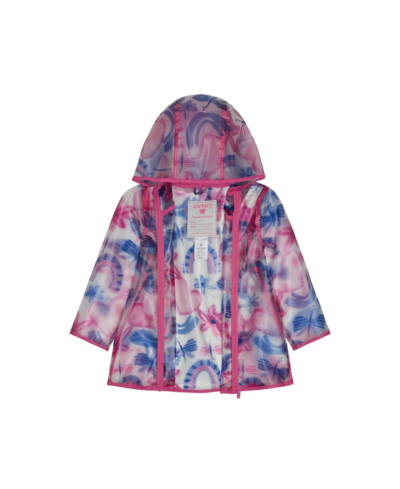 Carter's Girls Hooded Water-Resistant Printed Raincoat