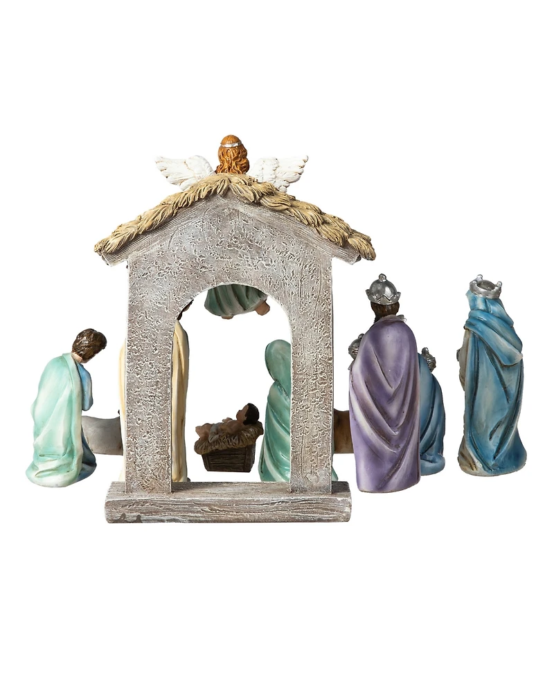Glitzhome 11pcs Deluxe Blue Resin Nativity Figurine Set