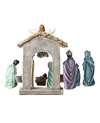 Glitzhome 11pcs Deluxe Blue Resin Nativity Figurine Set