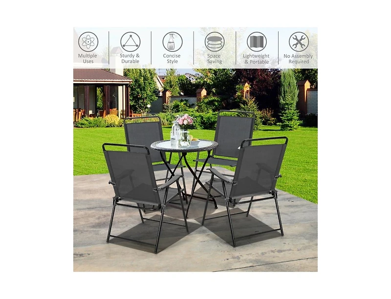 Slickblue 4 Pieces Portable Outdoor Folding Chair with Armrest