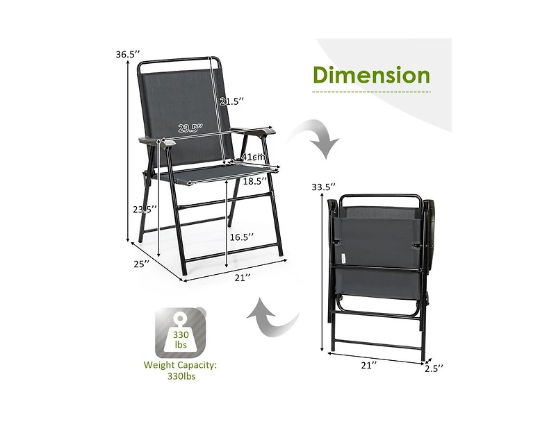 Slickblue 4 Pieces Portable Outdoor Folding Chair with Armrest