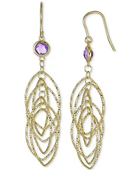 Amethyst Bezel Spiral Drop Earrings (1-5/8 ct. t.w.) 14k Gold-Plated Sterling Silver (Also Onyx & Sky Blue Topaz)