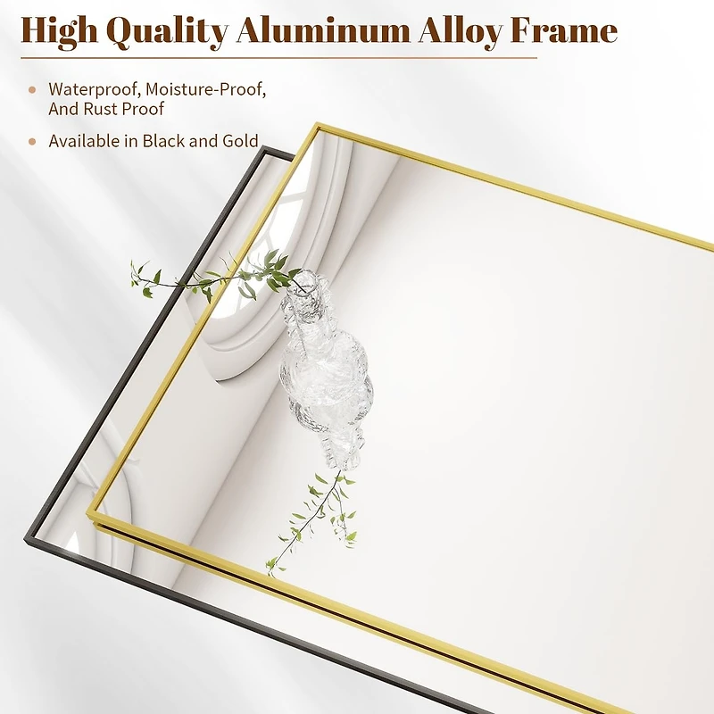 Homlux Rectangular Wall Mounted Mirror 20"x28" in Black
