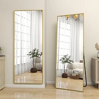 Homlux Gold 64"x21" Full-Length Rectangle Nano Glass Mirror, Standing or Wall-Mounted