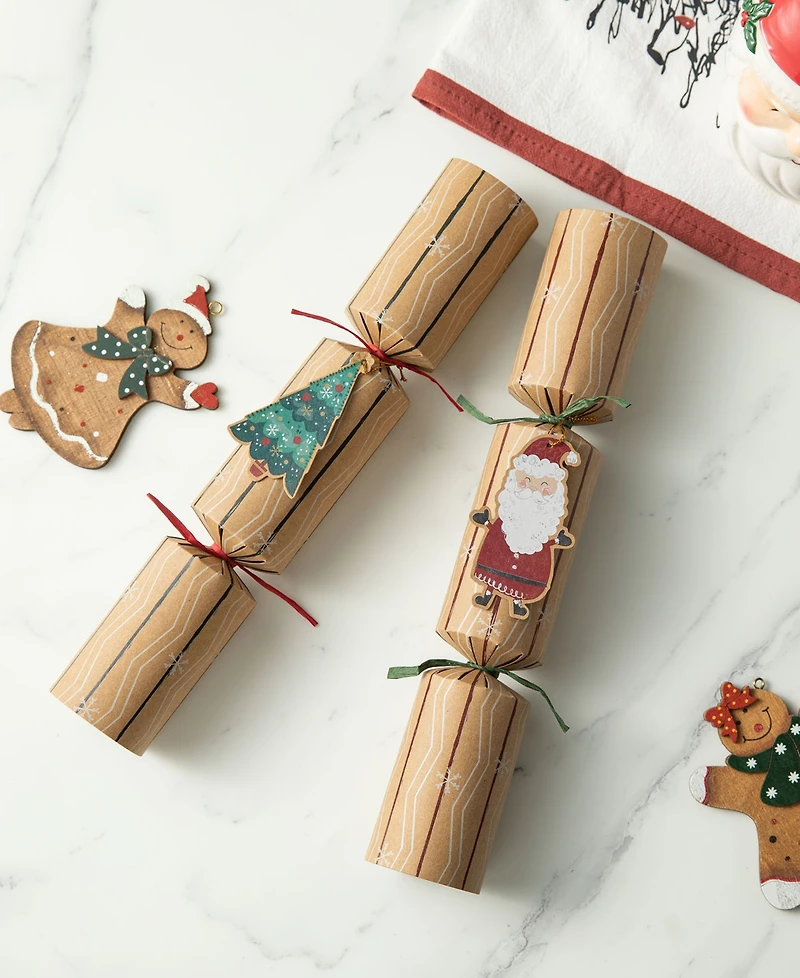 Glitzhome 6PK 2''D X 12.00''H Christmas Kraft Paper Characters Tag Party Cracker with Gift Contents