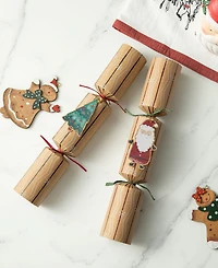 Glitzhome 6PK 2''D X 12.00''H Christmas Kraft Paper Characters Tag Party Cracker with Gift Contents