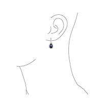 Bling Jewelry Classic Fashion Pear Shape Solitaire Teardrop Halo Cz Cubic Zirconia Pendant Necklace Matching Drop Earrings Jewelry Set Silver Plated