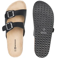 Alpine Swiss Mens Double Strap Casual Slides Flat Sandals