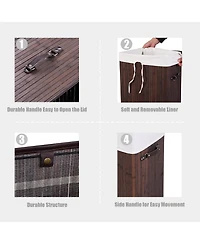 Rectangle Bamboo Hamper Laundry Basket Washing Cloth Bin Lid
