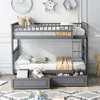 Streamdale Twin Over Bunk Bed With Drawers, Convertible Beds