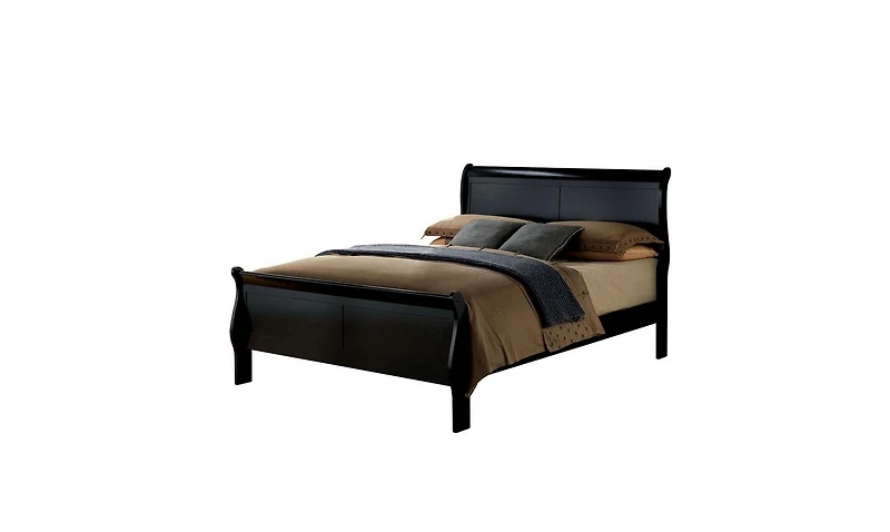 Streamdale Louis Philippe Queen Bed Solid Wood Sleigh Bed