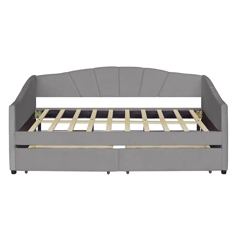 Streamdale Upholstered Daybed Twin Size With Two Drawers And Wood Slat